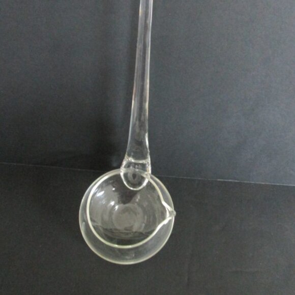 Vtg Mid Century Glass Punch Bowl Ladle Applied Handle 15" Flat Bottom - Picture 4 of 9